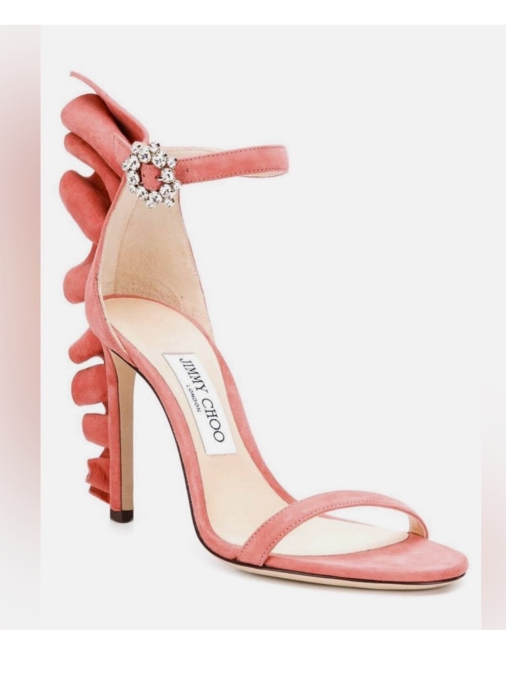 Jimmy Choo Pink Ruffle Heels with Crystal Detail